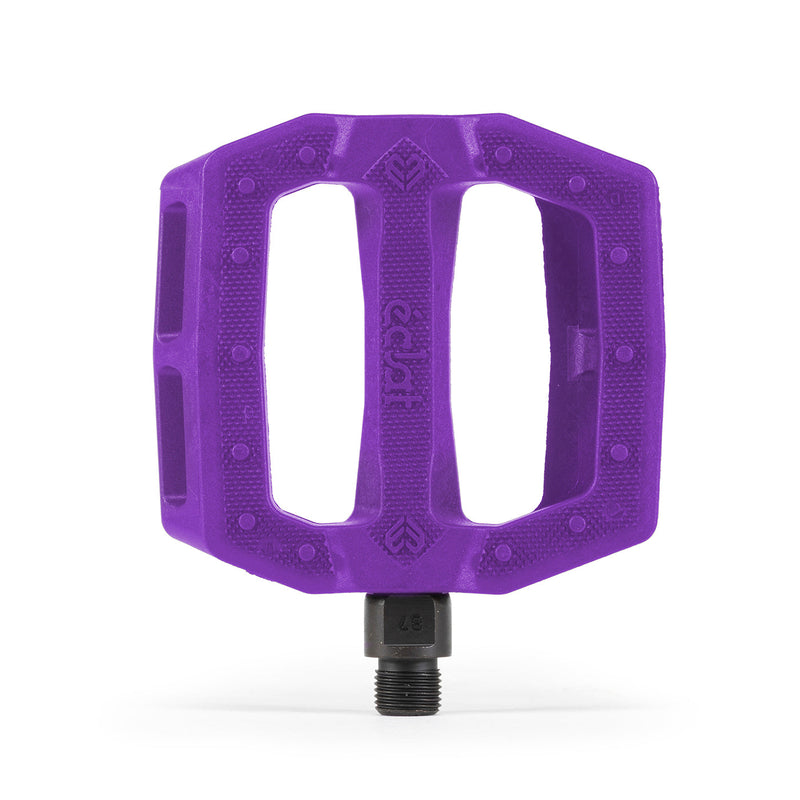 Purple ÉCLAT SLASH PEDAL with knurled top surface and lightweight design.