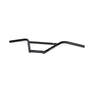ÉCLAT STRANGLER BAR, black BMX handlebar, four-piece design, 25.4mm OS clamping, tapered tubing, durable and strong.