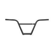 BMX handlebar, ÉCLAT Strangler Bar, black color, four-piece design, 25.4mm oversize clamping, seamless 4130 crmo construction, tapered tubing for strength.