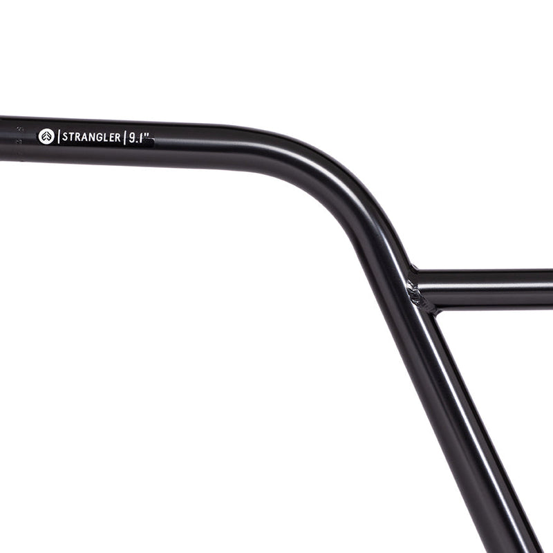 ÉCLAT STRANGLER BAR black BMX handlebar with tapered tubing and oversized 25.4mm clamping for enhanced strength.