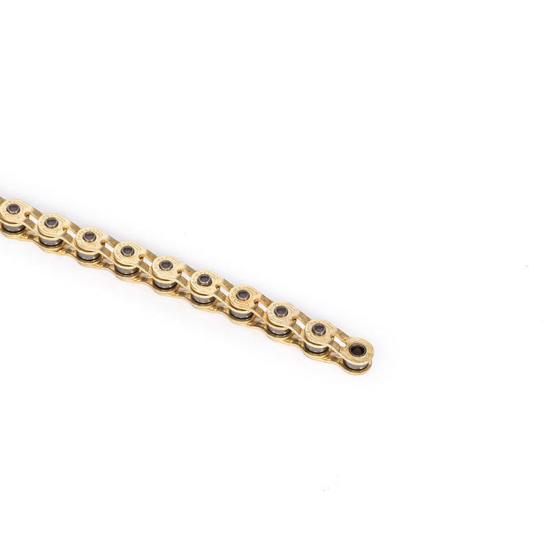 ÉCLAT STROKE HALFLINK CHAIN in gold, durable steel with weight-saving links, ideal for chainstay adjustment.