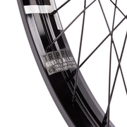 ÉCLAT TRIPPIN/CORTEX FRONT WHEEL with 6061-T6 alloy rim, hand-built with black spokes and hub guards.