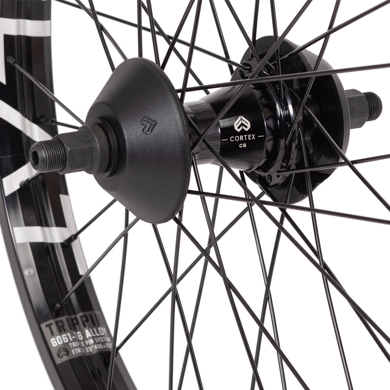 ÉCLAT TRIPPIN/CORTEX CASSETTE rear wheel with stainless steel spokes, 6061-T6 alloy rim, and fully sealed Cortex hub.