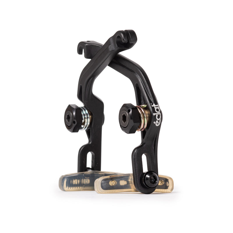 Low-profile ÉCLAT UNIT BRAKE made of 6066-T6 alloy in black, featuring Force brake pads and Unit straddle cable, compatible with rear brake mounts.