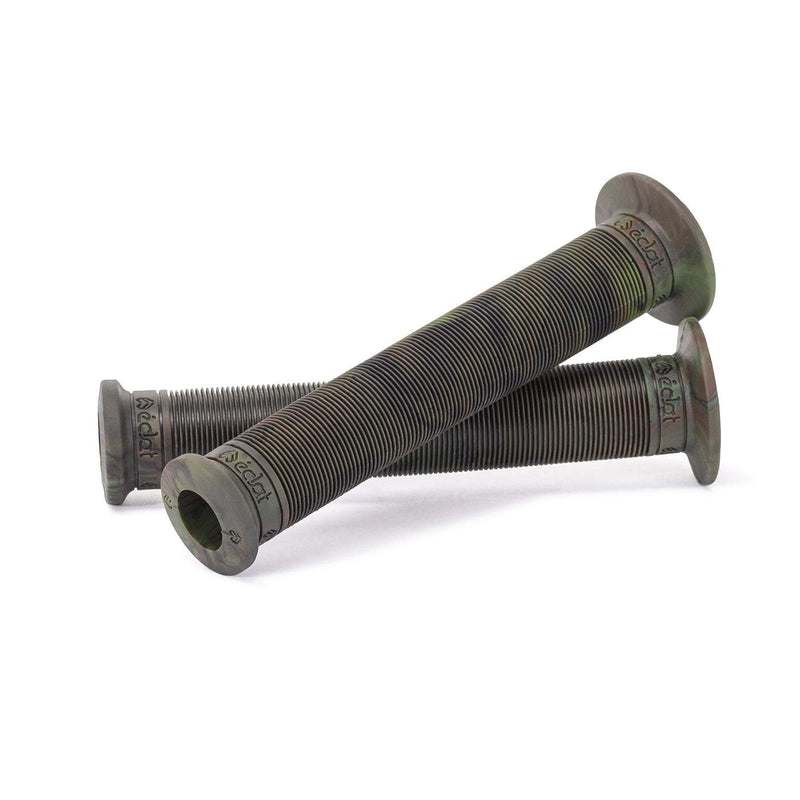 ÉCLAT ZAP GRIP super long ribbed BMX bike grips with dual flange and corkx V2 barends in camouflage color