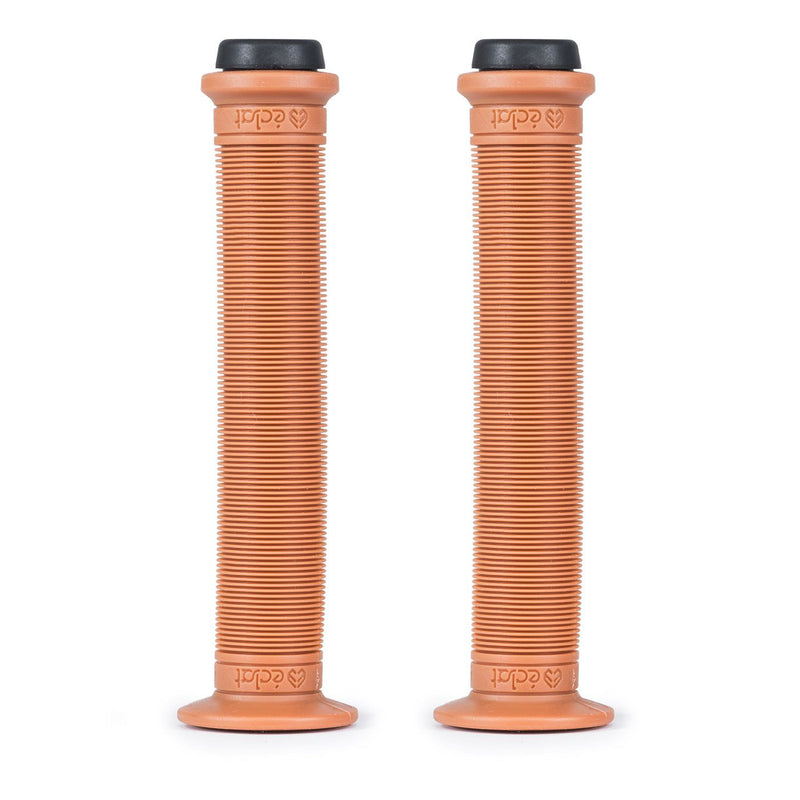 ÉCLAT ZAP GRIP super long brown ribbed bicycle grips with black bar ends for customizable flange and enhanced control