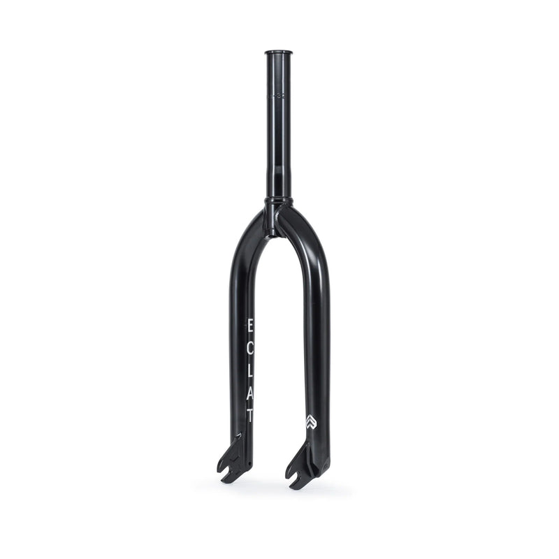 Éclat Coda Fork, strong and lightweight BMX fork in black, made from 4130 crmo with CNC steerer and cast dropouts.