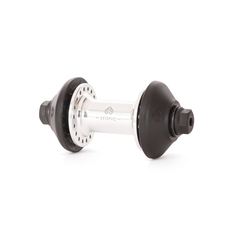 ÉCLAT SEISMIC Front Hub with nylon-fibreglass guards, silver polished design.