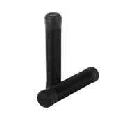 Fiend Flangeless Grips made of medium density Krayton rubber with angled rib pattern and nylon plug bar ends in black color