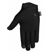 FIST black Stocker gloves with lightweight stretch twill spandex upper, single-layer Clarino palm, touchscreen-compatible fingertips, and adjustable closure.