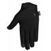 FIST black Stocker gloves with lightweight stretch twill spandex upper, single-layer Clarino palm, touchscreen-compatible fingertips, and adjustable closure.