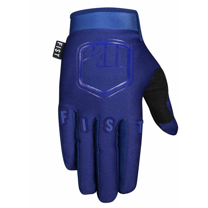 Blue FIST Stocker glove with four-way stretch spandex upper and single layer Clarino palm, touchscreen compatible fingertips.