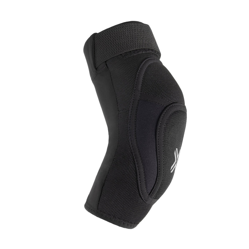 FUSE Alpha Classic Elbow Pad in black and white, featuring breathable neoprene and EVA foam protection.