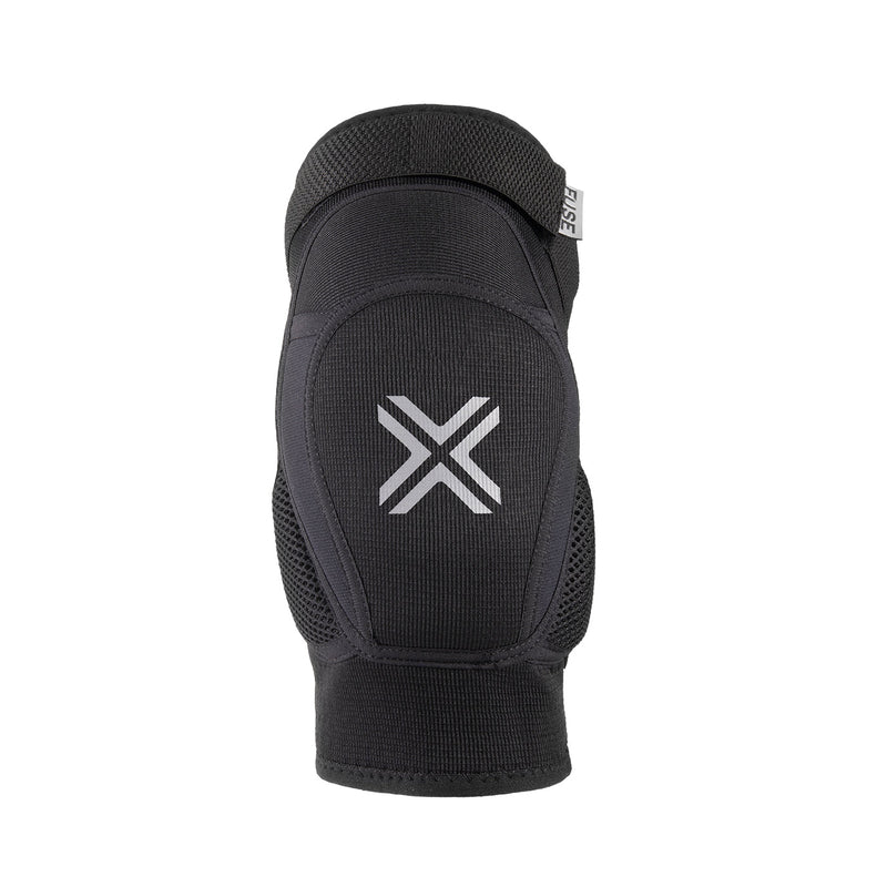 Black FUSE ALPHA CLASSIC KNEE PAD with durable Duratex neoprene, EVA foam protection, and anti-slip sharkskin gripper for impact resistance and comfort.