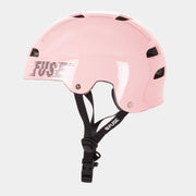 Glossy pink FUSE ALPHA HELMET with high impact ABS shell and EPS foam, deep fitting and quick release strap