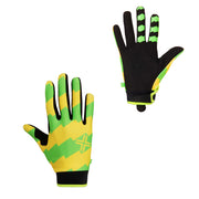 Neon green and yellow FUSE CHROMA GLOVE with Clarino palm, silicone grips, and adjustable Velcro wrist strap.