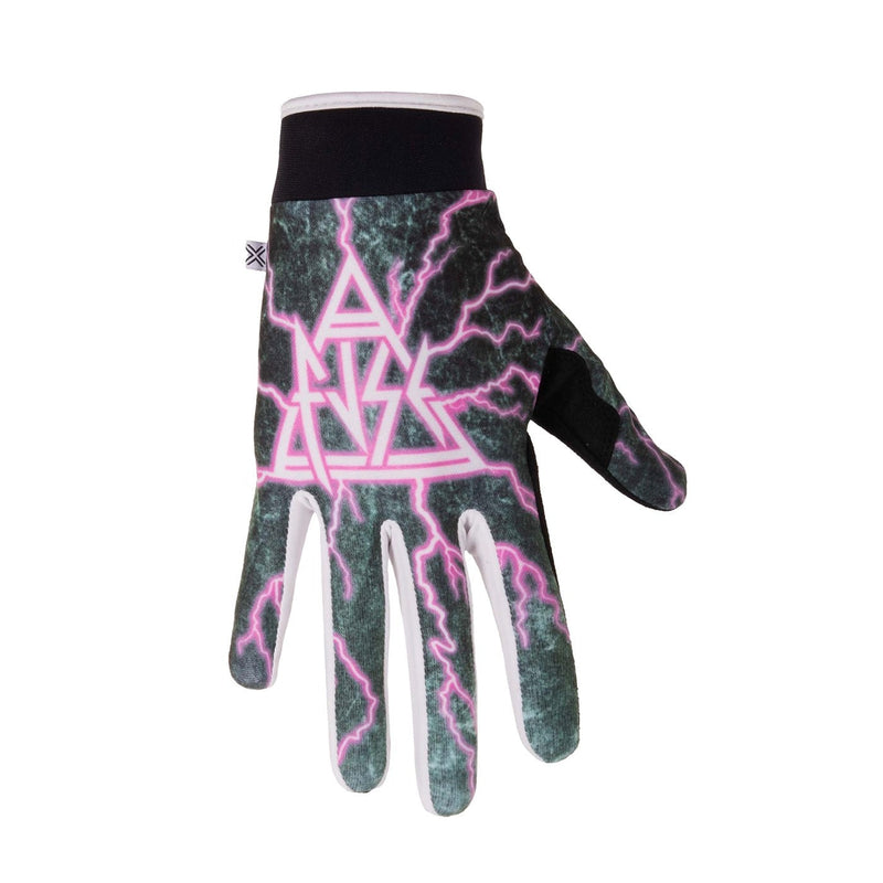 FUSE CHROMA GLOVE - HYSTERIA with vibrant design, featuring Clarino palm material, adjustable strap, and silicone grips.