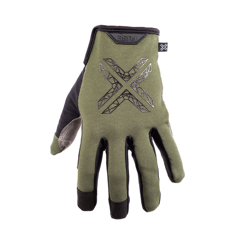 Olive FUSE STEALTH GLOVE with slim design, featuring NANOFRONT™ micro-fibre palm, silicone grips, and neoprene cuff.