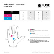 FUSE CHROMA GLOVE - NEON GREEN/YELLOW, size chart, kids gloves, Fuse Protection 2025.