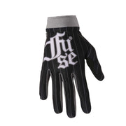 FUSE OMEGA Glove in black and silver with breathable upper and Clarino palm for durability.