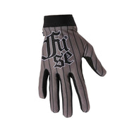 FUSE OMEGA GLOVE in silver and black, featuring breathable upper, neoprene sleeve, Clarino palm, strapless design with silicone grips.