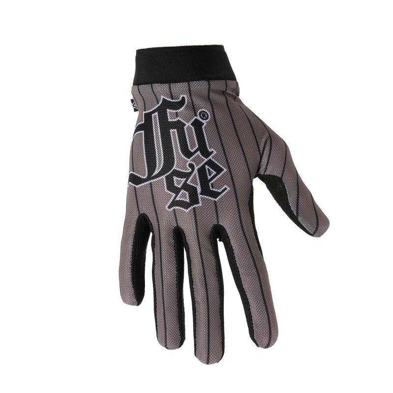 FUSE OMEGA GLOVE in silver and black, featuring breathable upper, neoprene sleeve, Clarino palm, strapless design with silicone grips.