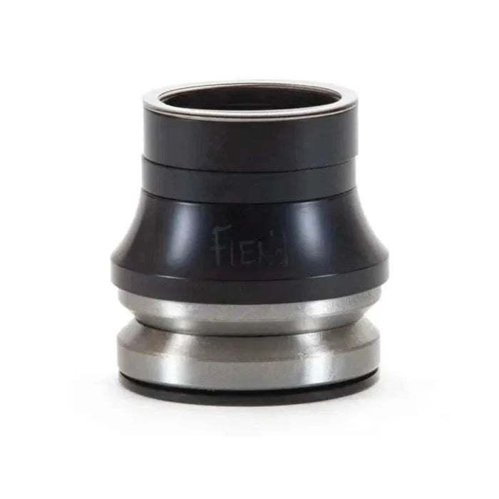 Fiend BMX integrated headset with sealed bearings and aluminum spacers, black and silver design