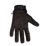 Stealthy black FUSE ALPHA glove with durable Clarino palm material and reinforced thumb for riders.