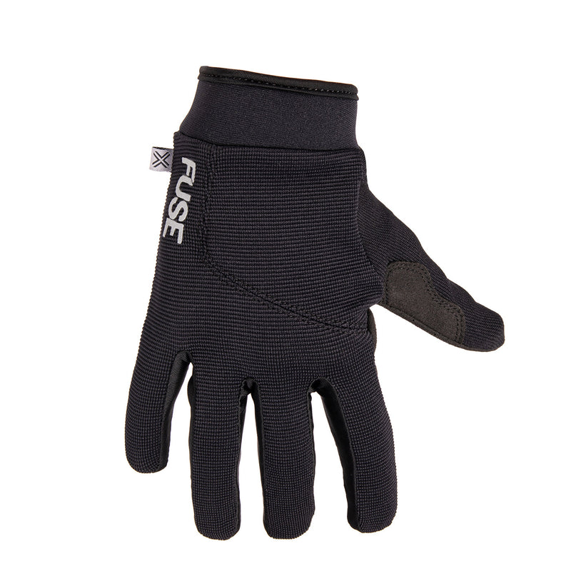 Black FUSE ALPHA GLOVE with reinforced thumb, silicone grips, and adjustable wrist strap for durability and comfort