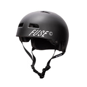 Matt black FUSE ALPHA helmet with high impact ABS shell and EPS foam for comfort and protection.