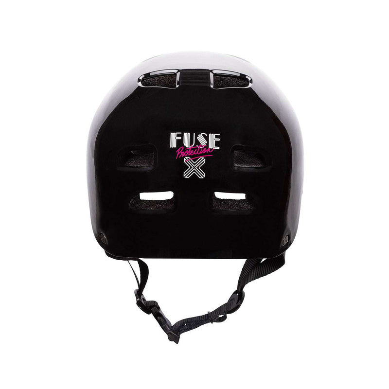 Glossy Miami Black FUSE ALPHA HELMET with high impact ABS shell, EPS foam, and quick release strap.