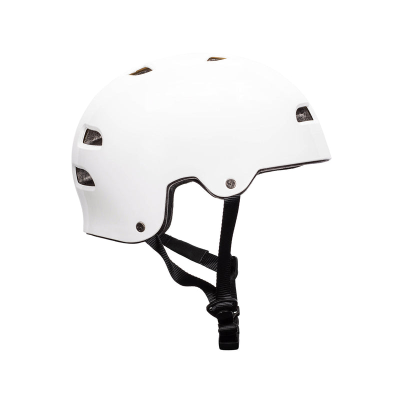 FUSE ALPHA HELMET glossy white with high impact ABS shell and quick release strap.