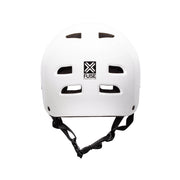 Glossy white FUSE ALPHA helmet with high impact ABS shell and EPS foam for protection.