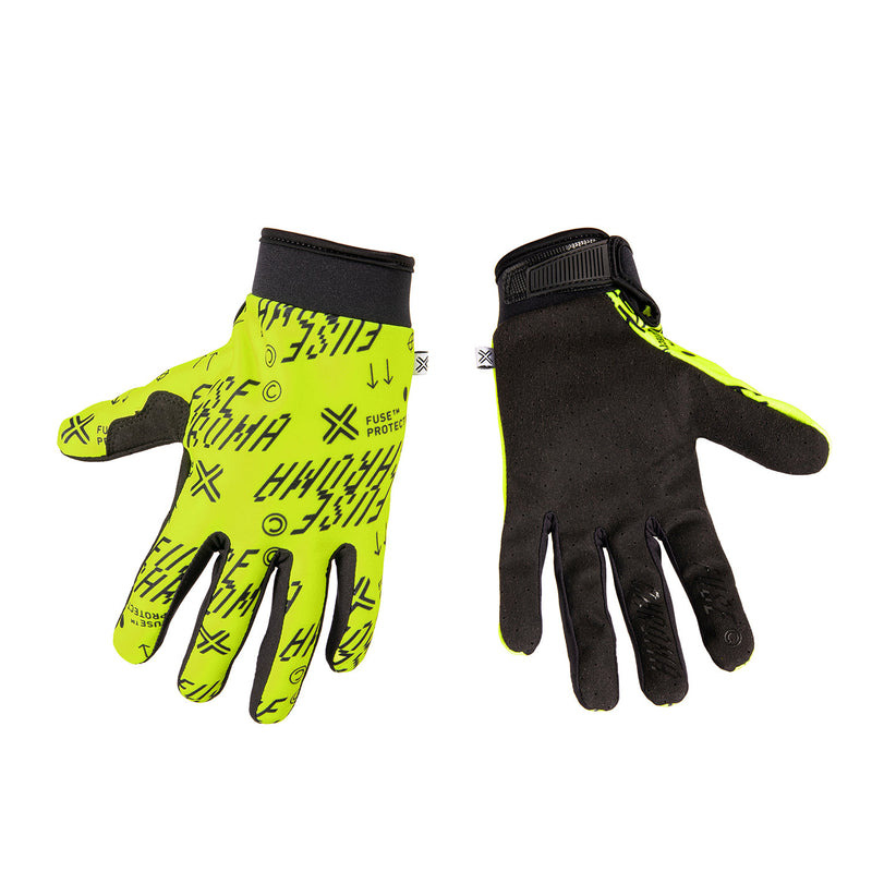 Neon yellow FUSE CHROMA GLOVE with Clarino palm and silicone grips.
