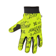 Neon yellow Fuse Chroma glove with durable Clarino palm, polyester upper, and silicone brake grips.