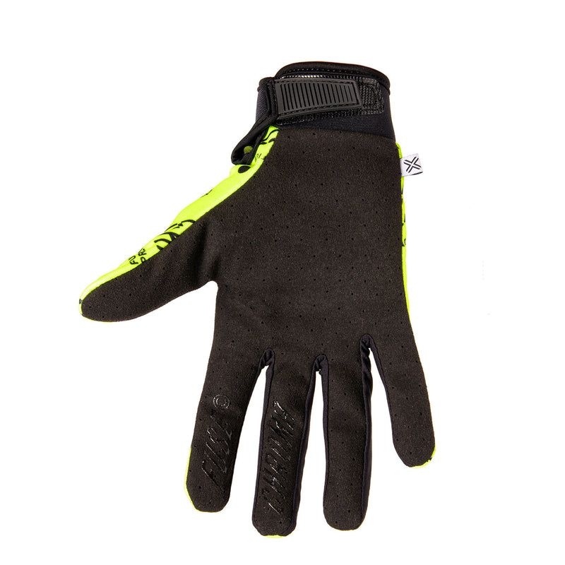 Neon yellow FUSE CHROMA GLOVE with Clarino palm and adjustable strap.