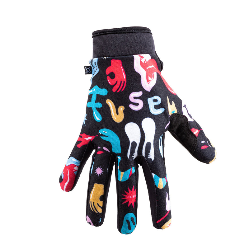 Colorful Fuse Chroma Glove with snake design, featuring durable Clarino palm and polyester upper for flexibility and comfort.