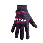 FUSE CHROMA GLOVE black and purple with night panther graphic and adjustable wrist strap for riders