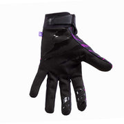 Black and purple FUSE CHROMA GLOVE with adjustable velcro strap and silicone grips designed for riders