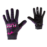 Pair of black and purple FUSE CHROMA GLOVES with pink tiger graphic and adjustable wrist straps
