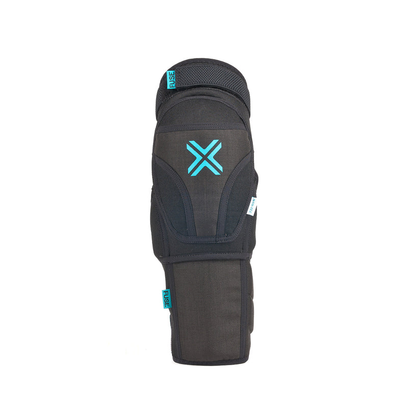 FUSE Echo 75 Knee Pad Combo with black and blue design, featuring durable Rip Stop Cordura, SAS-TEC foam for impact absorption, and adjustable straps.