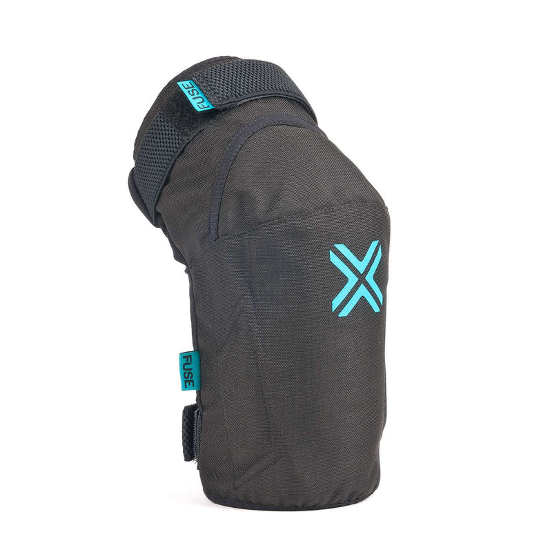 Black and blue FUSE ECHO knee pad with durable Cordura fabric and SAS-TEC foam protection