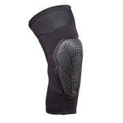 FUSE NEOS knee pad in black with FLEX SHIELD PU foam, Kevlar front, and SHARK SKIN grippers for BMX and MTB protection.