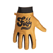 Brown FUSE OMEGA GLOVE with breathable upper, neoprene sleeve, and durable Clarino palm material, strapless design and silicone grips.