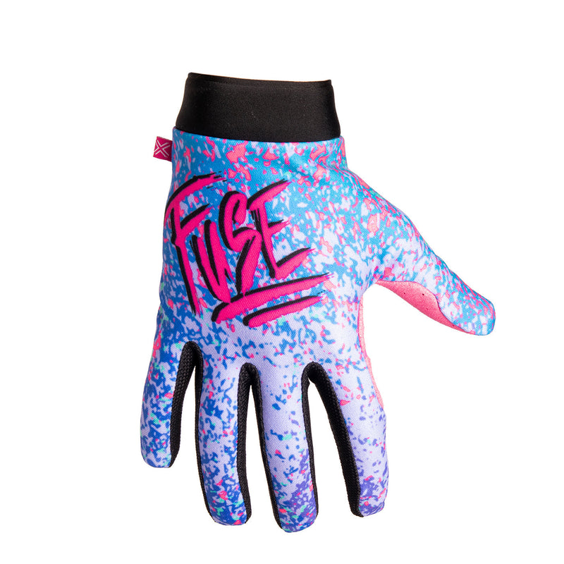Blue splash FUSE OMEGA GLOVE with breathable upper, neoprene sleeve, and durable Clarino palm material.