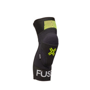 FUSE OMEGA KNEE PAD black and yellow lightweight breathable knee protector with SAS-TEC insert and strapless design