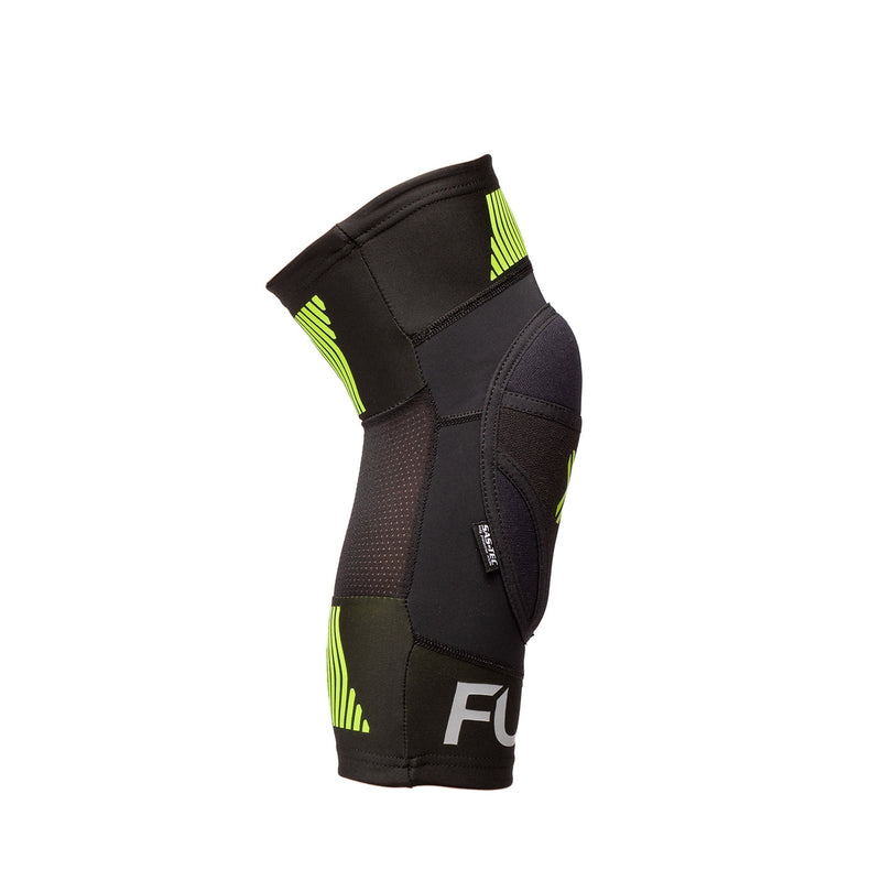 Black and yellow FUSE OMEGA KNEE PAD with breathable design and SAS-TEC protection.