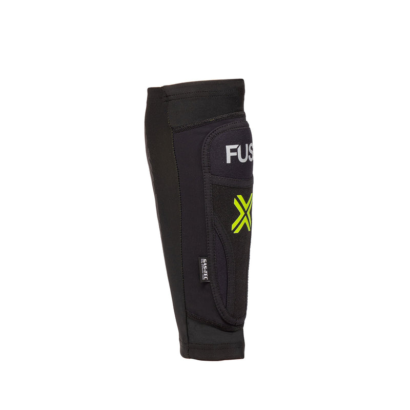 FUSE Omega Shin Pad with Kevlar protection, breathable Lycra, and SAS-TEC inserts.