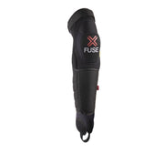 FUSE Delta 125 Knee Pad in black and red with breathable neoprene, memory foam protection, and hard plastic shin shield