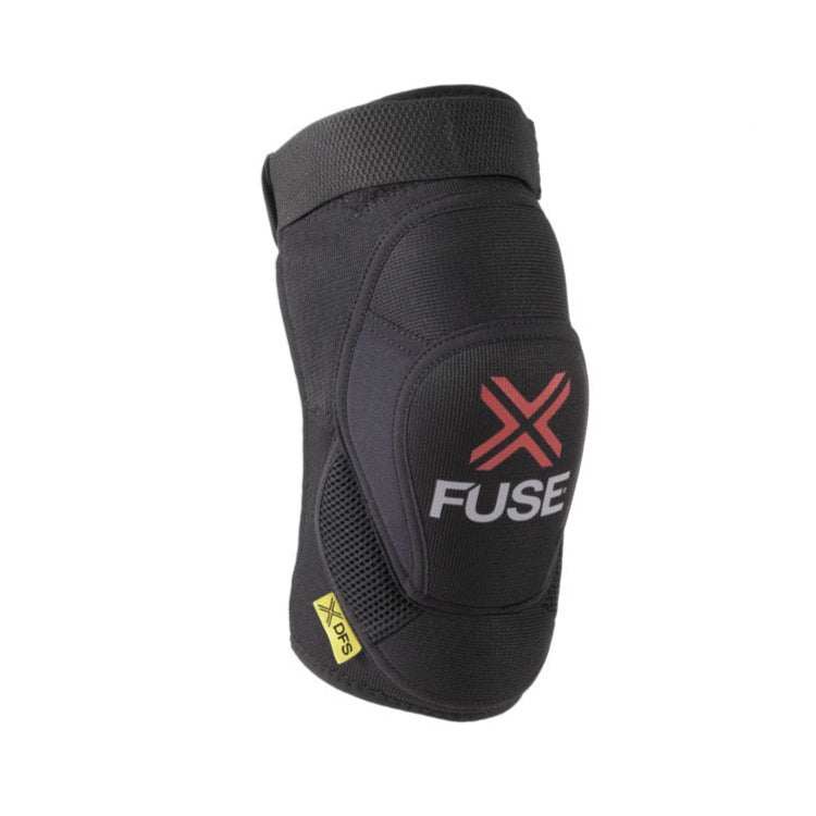 Black and red FUSE DELTA KNEE PAD with durable Duratex neoprene and memory foam protection